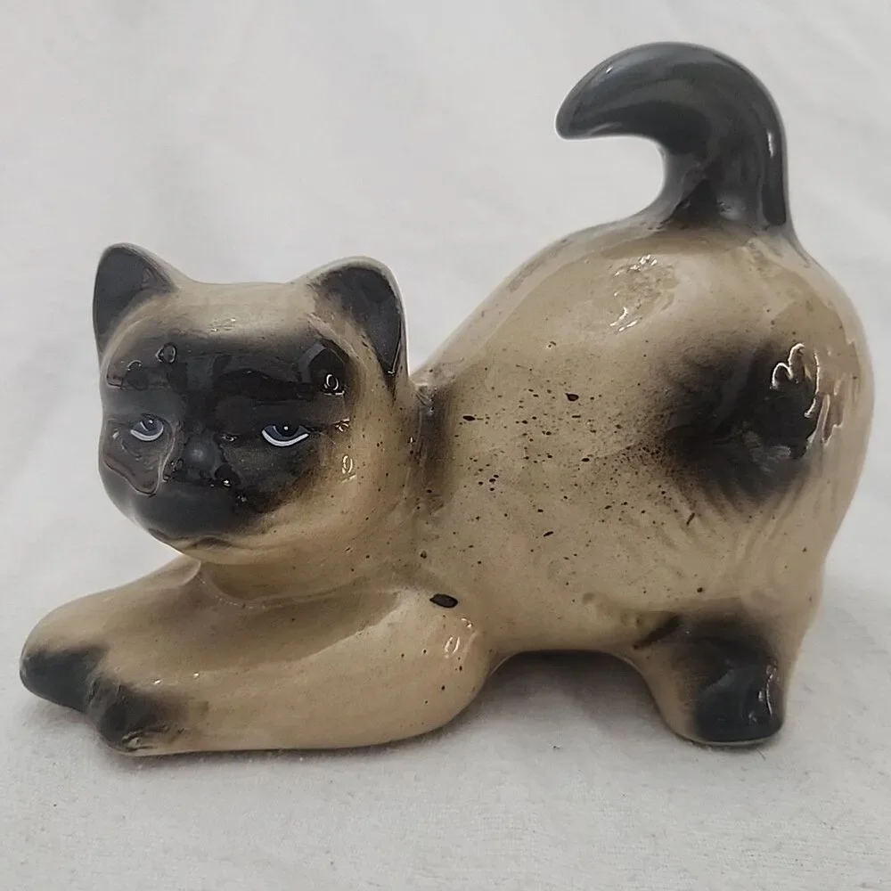 Statue Ceramic Siamese Cat MCS Brazil Hand Crafted Collectibles 431981 Vintage